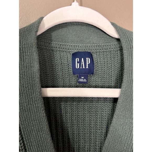 GAP Ribbed Knit Cardigan womens Medium Green - Picture 3 of 6